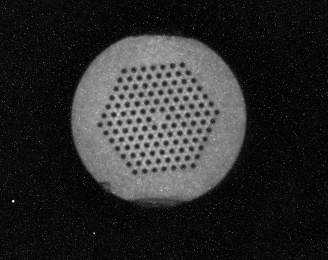 Fiber cross-section showing hexagonal hole pattern